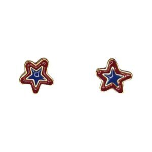 Blue, Red, and Gold Star Stud Earrings (Fourth of July) New without Tags NWOT